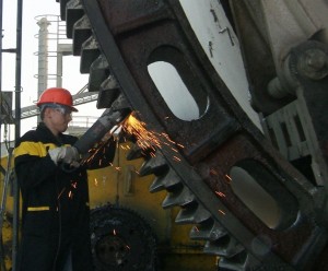 Treating a large gear drive.